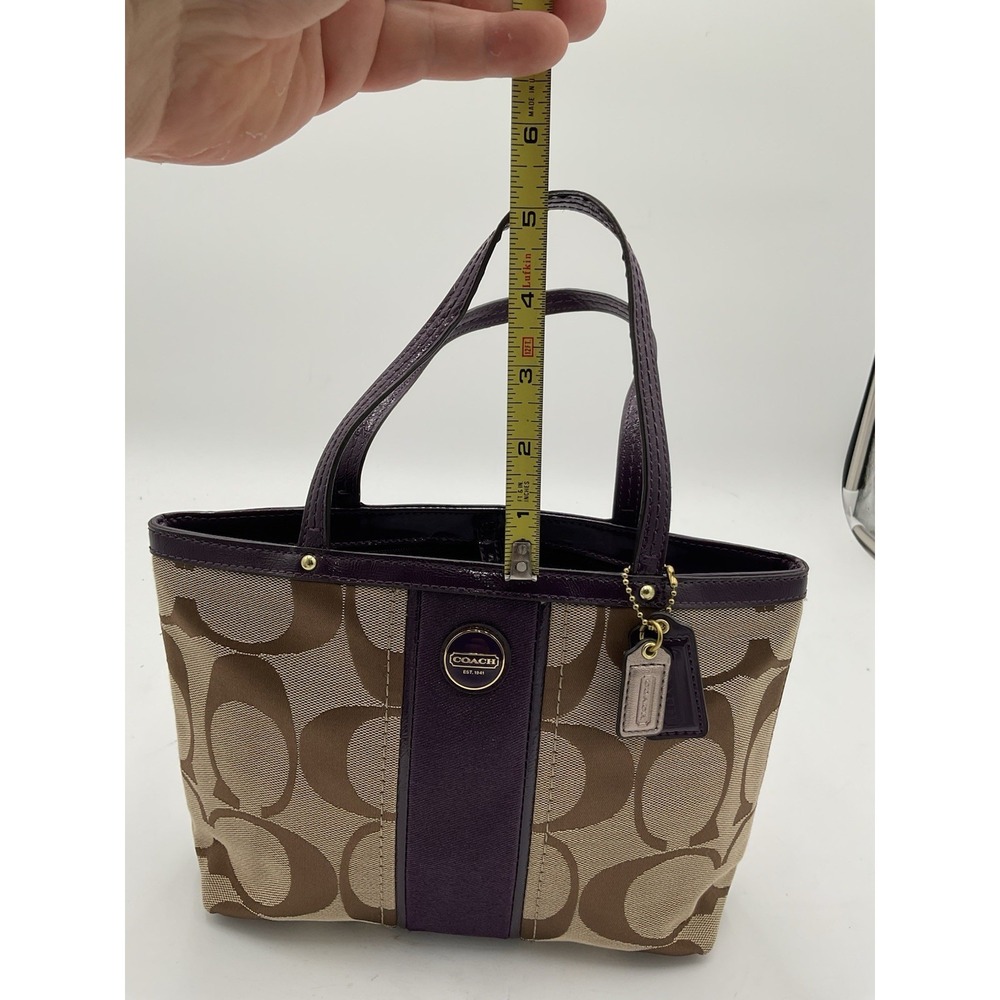 Y2K Coach Signature Stripe Brass/Khaki/Purple Bag Very Clean Condition - Picture 4 of 10
